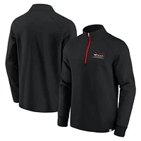 Men's Black Formula 1 Tempo Halftone Grid Badge Raglan Quarter-Zip Pullover