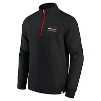 Men's Black Formula 1 Tempo Halftone Grid Badge Raglan Quarter-Zip Pullover