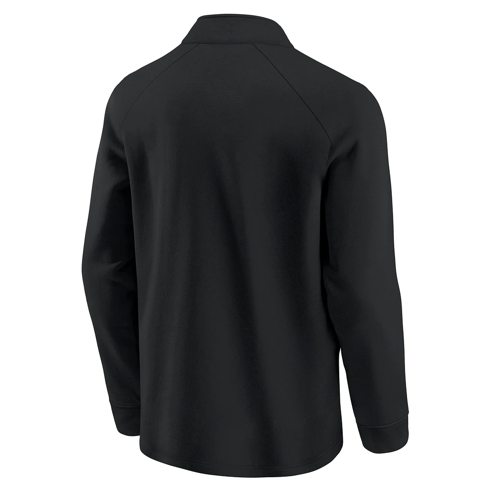 Men's Black Formula 1 Tempo Halftone Grid Badge Raglan Quarter-Zip Pullover