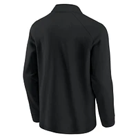 Men's Black Formula 1 Tempo Halftone Grid Badge Raglan Quarter-Zip Pullover