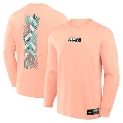 Men's Coral Formula 1 Miami Palms Chevron Long Sleeve T-Shirt