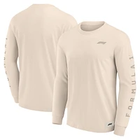 Men's Cream Formula 1 Elements Future Ground Tonal Info Long Sleeve T-Shirt