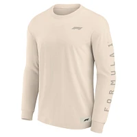 Men's Cream Formula 1 Elements Future Ground Tonal Info Long Sleeve T-Shirt