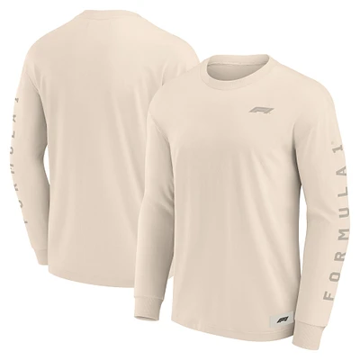 Men's Cream Formula 1 Elements Future Ground Tonal Info Long Sleeve T-Shirt