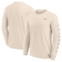 Men's Cream Formula 1 Elements Future Ground Tonal Info Long Sleeve T-Shirt