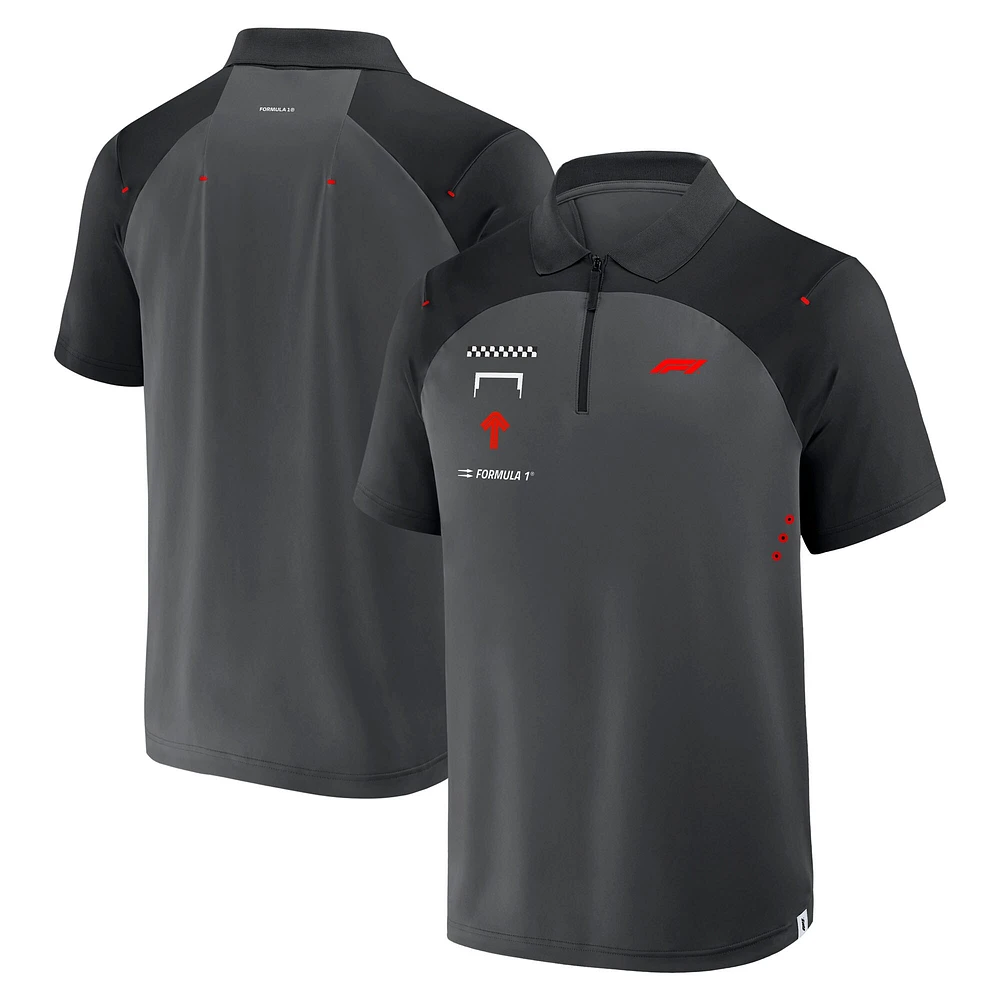 Polo gris Formula 1 Tech à zip 1/4 pour homme