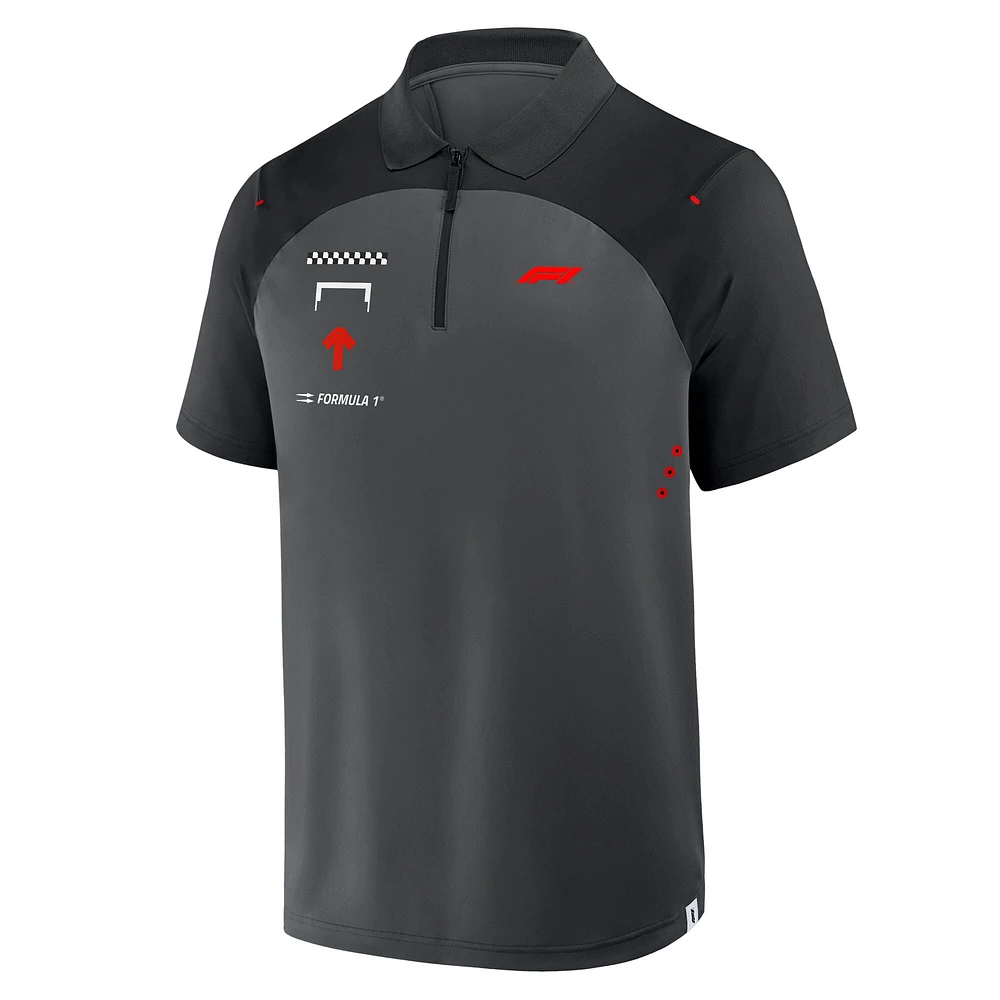 Polo gris Formula 1 Tech à zip 1/4 pour homme