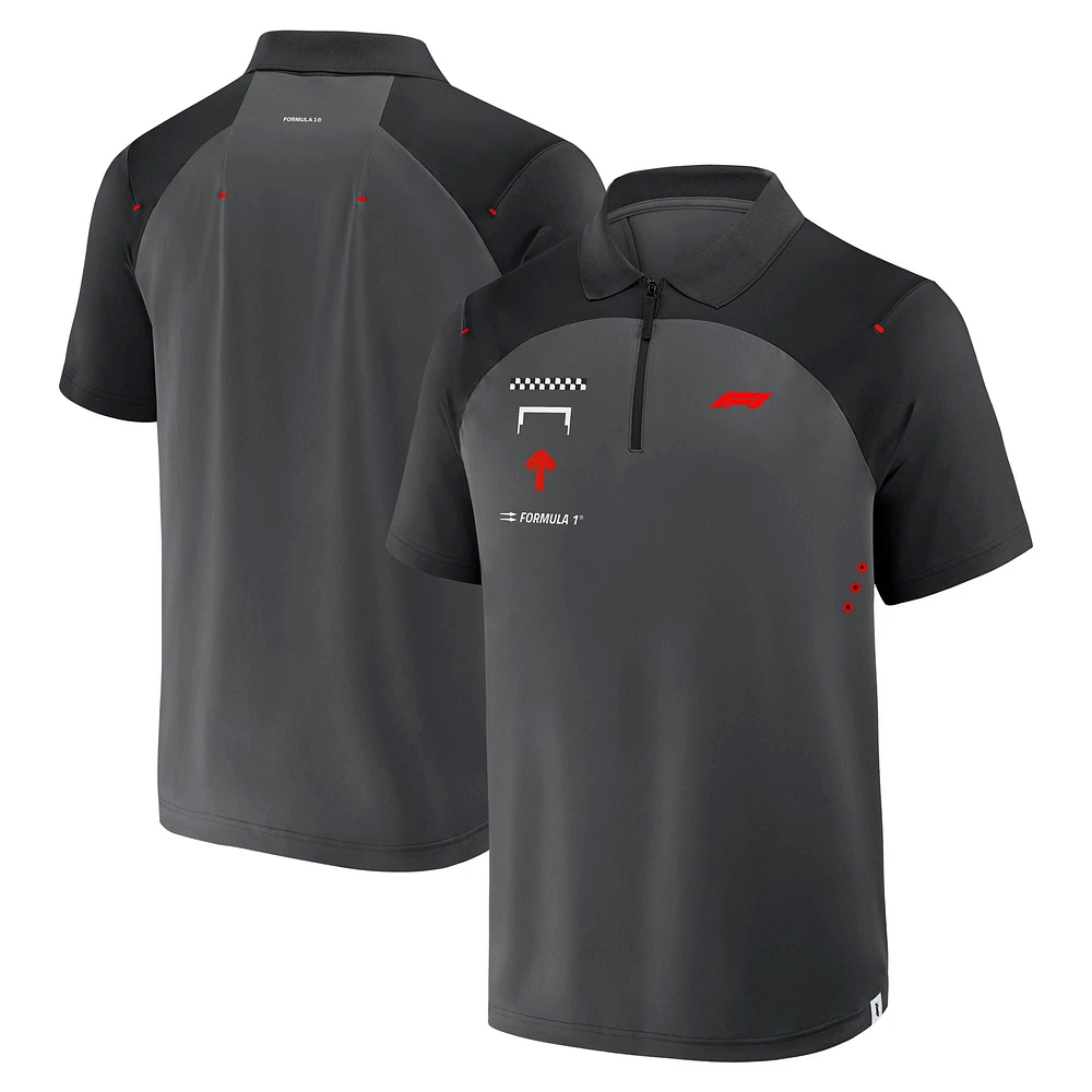 Polo gris Formula 1 Tech à zip 1/4 pour homme