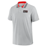 Polo piqué gris à bordures avec badge en grille demi-teintes Tempo pour homme