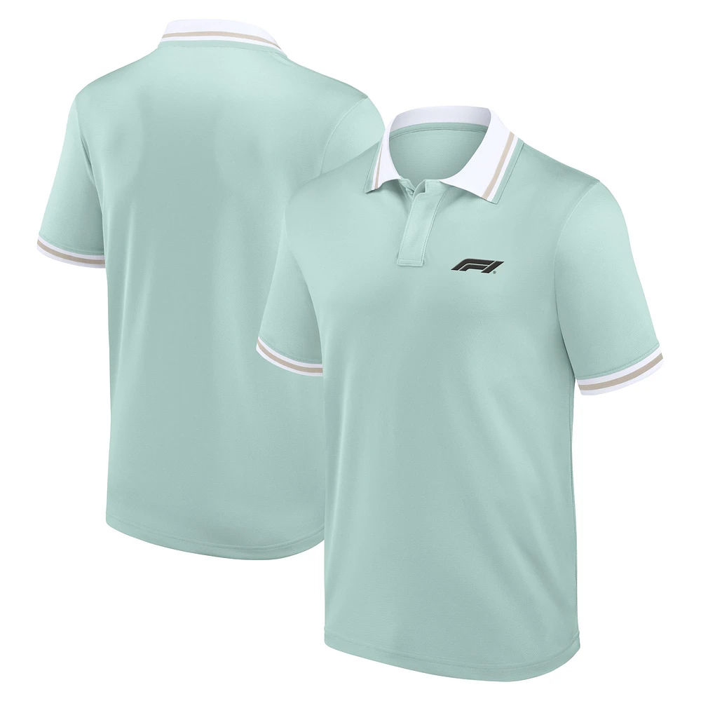 Men's Green Formula 1 Merchandise Liquify Badge Textured Polo