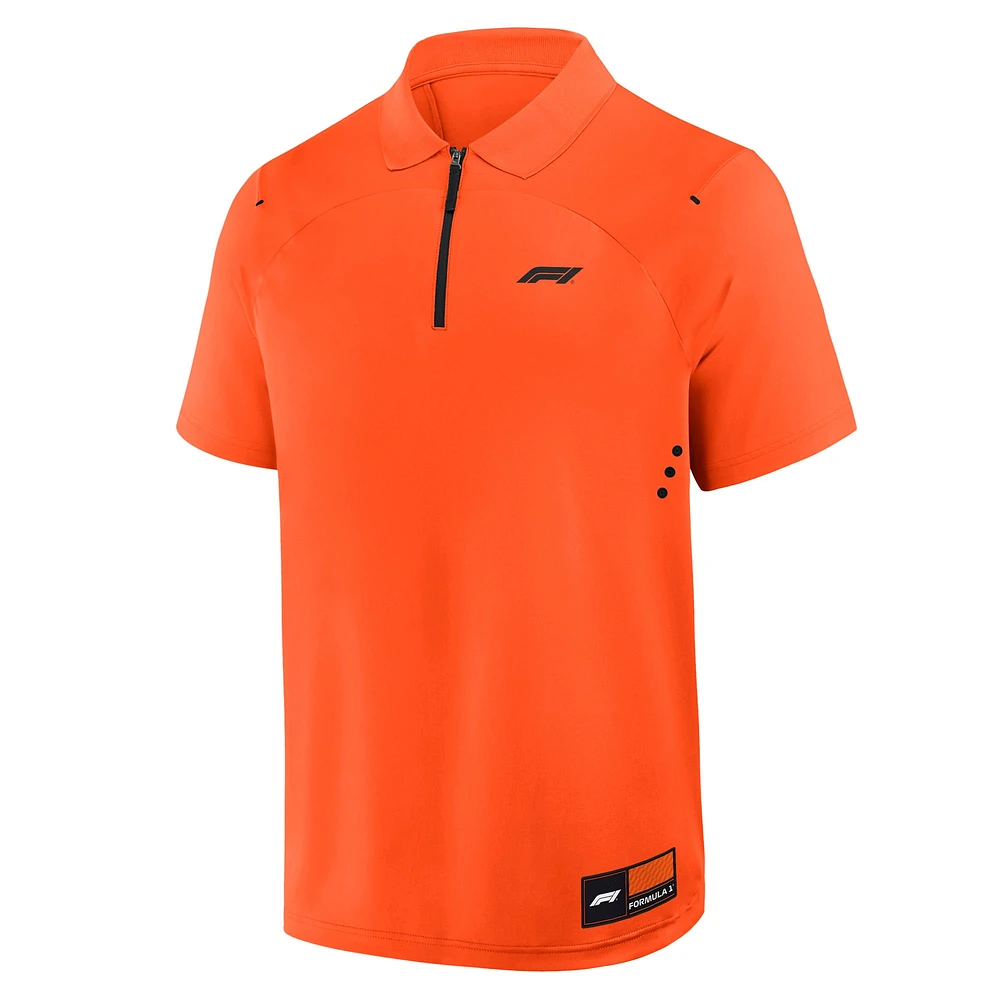 Men's Orange Formula 1 Tech Quarter-Zip Polo