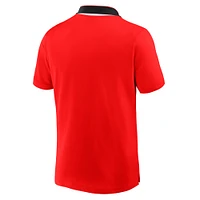 Men's Red Formula 1 Tempo Halftone Grid Badge Tipped Pique Polo