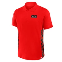 Men's Red Formula 1 Tempo Halftone Grid Panel Quarter-Zip Polo