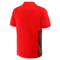 Men's Red Formula 1 Tempo Halftone Grid Panel Quarter-Zip Polo