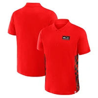 Men's Red Formula 1 Tempo Halftone Grid Panel Quarter-Zip Polo