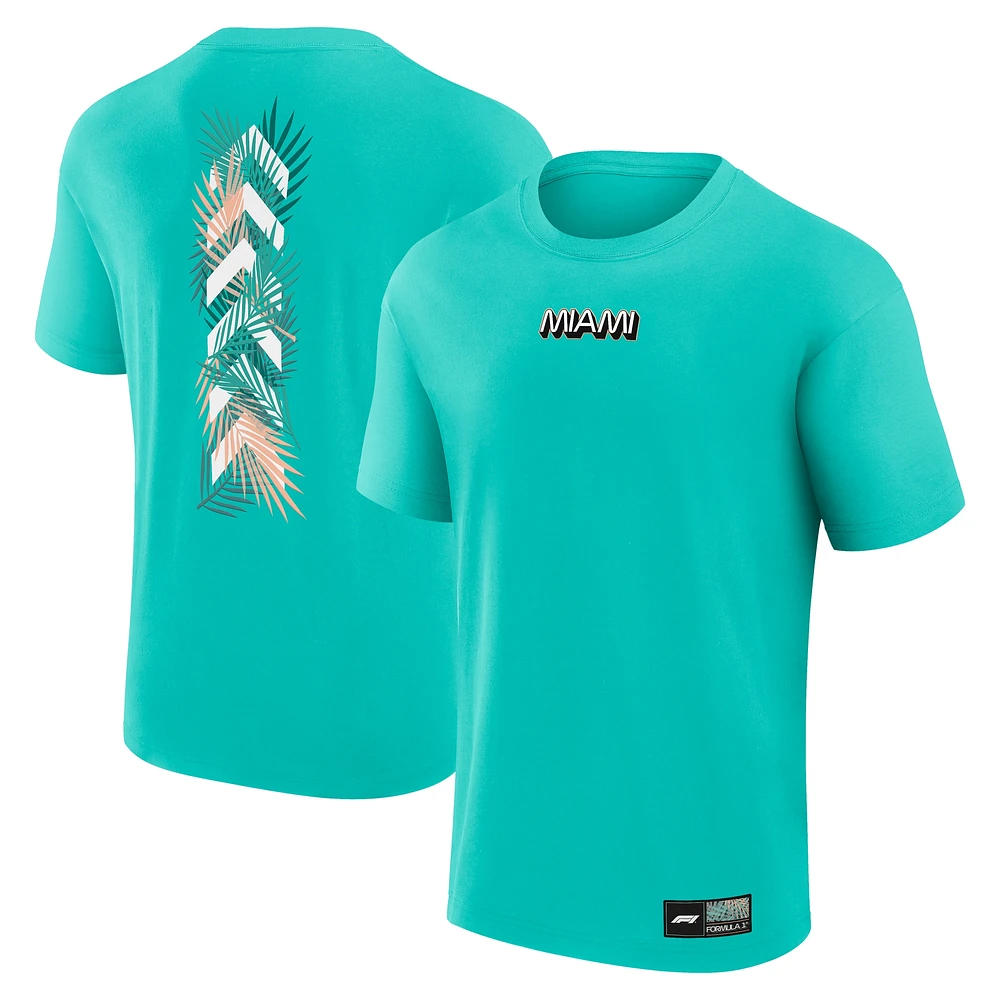 Men's Turquoise Formula 1 Miami Palms Chevron T-Shirt