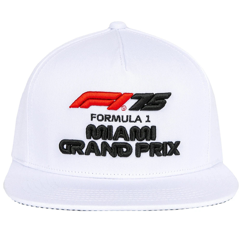Casquette snapback classique blanche pour homme F1 2025 Miami Grand Prix