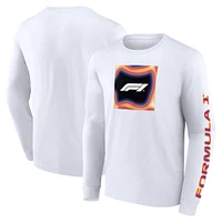 Men's White Formula 1 Heat Map Long Sleeve T-Shirt