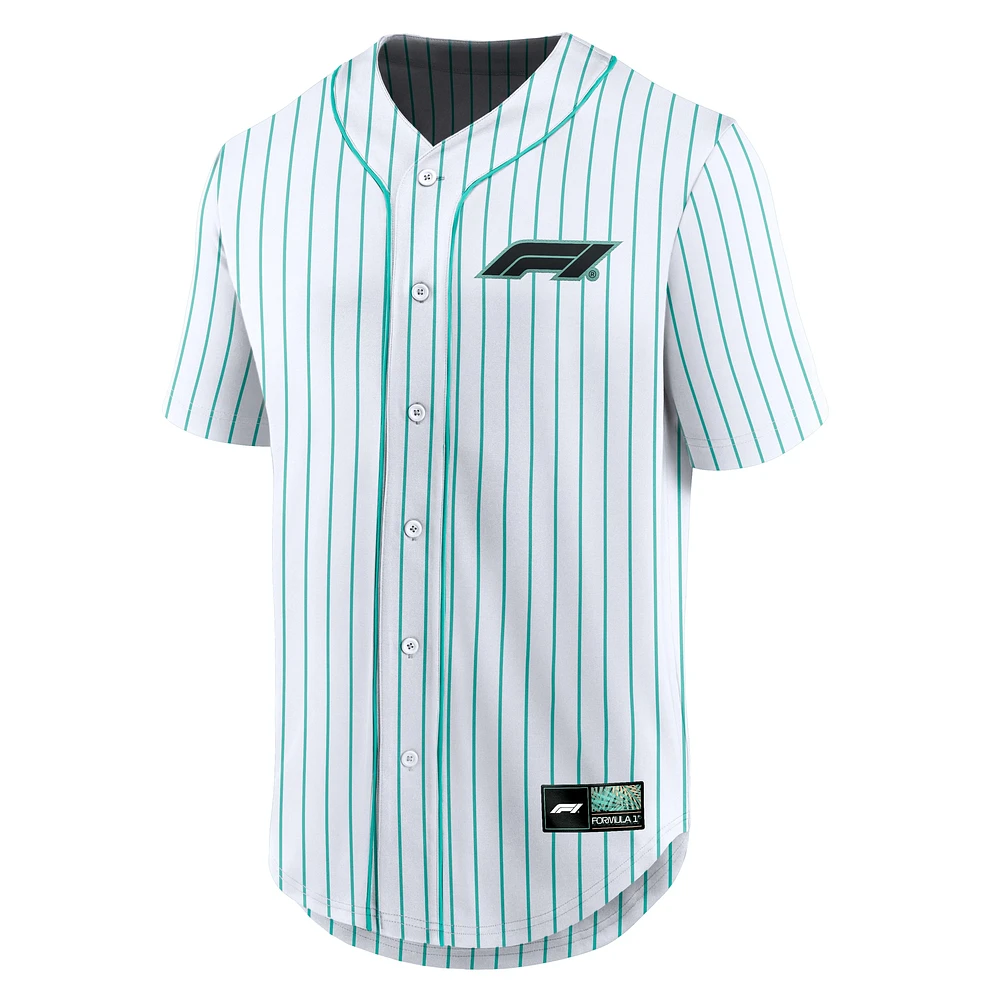 Men's White Formula 1 Miami Palms Franchise Cool Base Button-Up Baseball Shirt