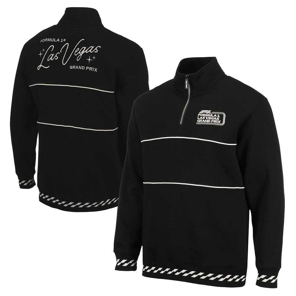 Sweat-shirt unisexe noir à capuche avec fermeture éclair quart de tour du Grand Prix Las Vegas 2024 Formule 1