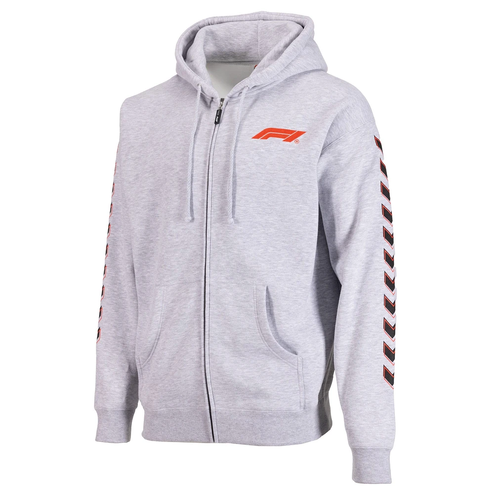 Sweat à capuche unisexe gris chiné Formule 1 2024 Las Vegas Grand Prix Streak entièrement zippé