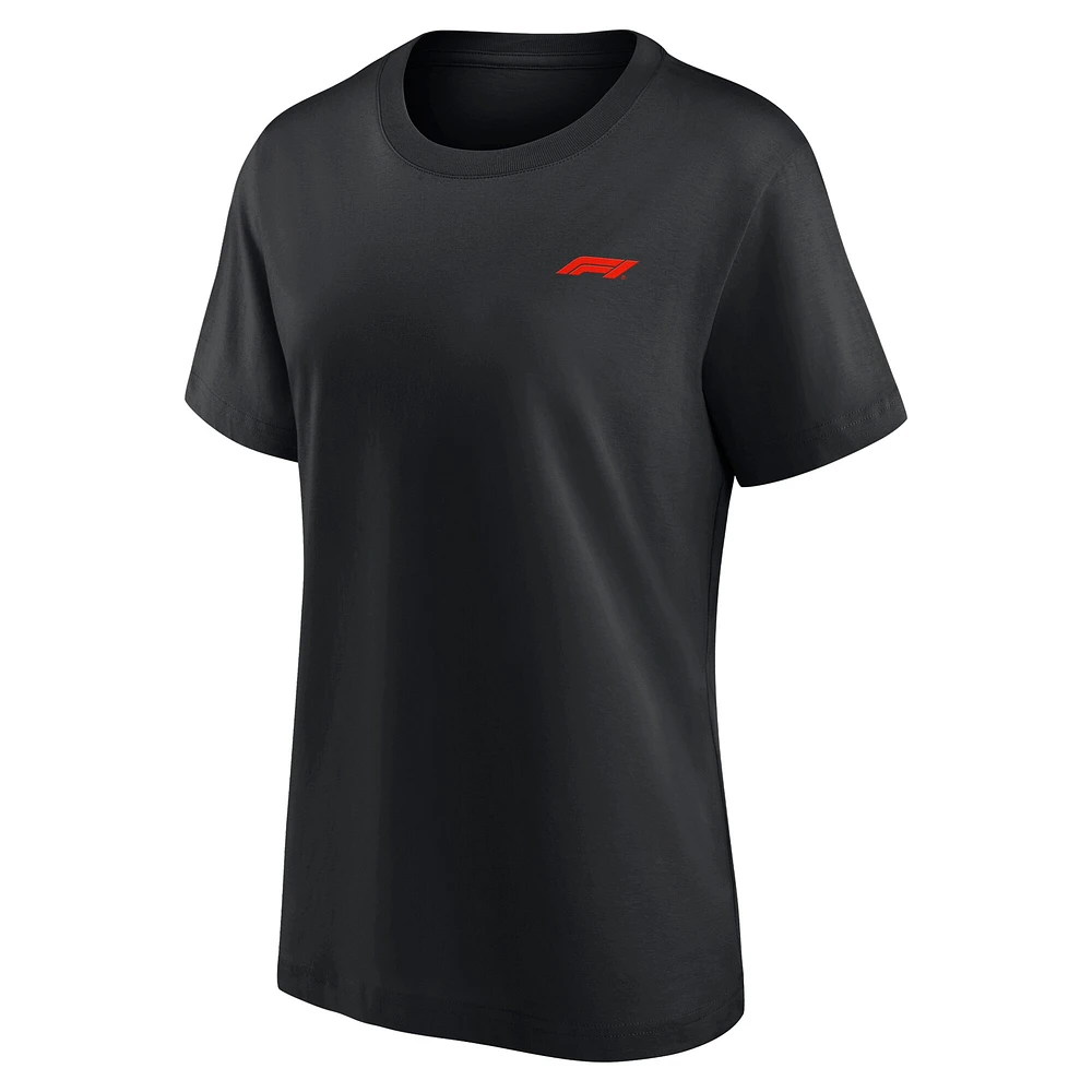 T-shirt noir avec logo principal de Formule 1 pour femme
