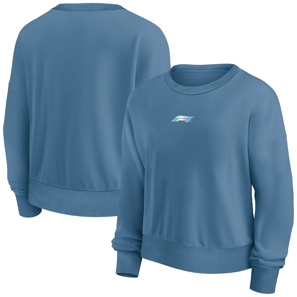 Sweat-shirt bleu en polaire avec badge Formula 1 Merchandise Y2K pour femme