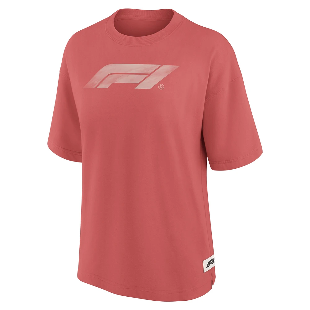 T-shirt rouge surdimensionné pour femme Formule 1 Elements Raw Edge Future Ground