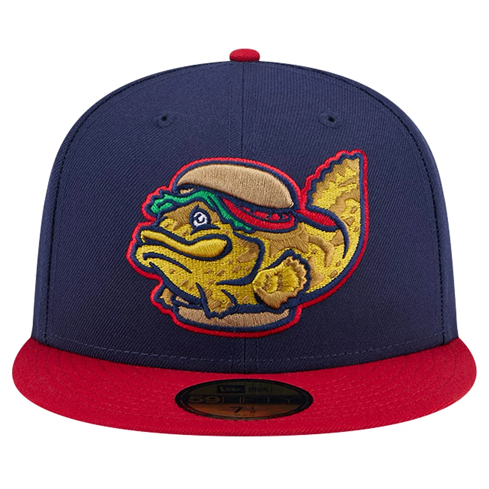 Casquette ajustée 59FIFTY New Era Navy Fort Myers Mighty Mussels Theme Night Groupers pour hommes