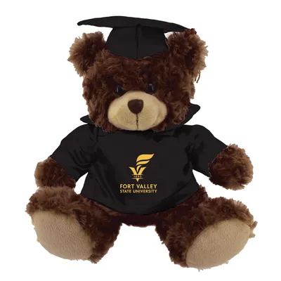 Fort Valley State Wildcats 12'' Graduation Plush Bear - Black/Brown