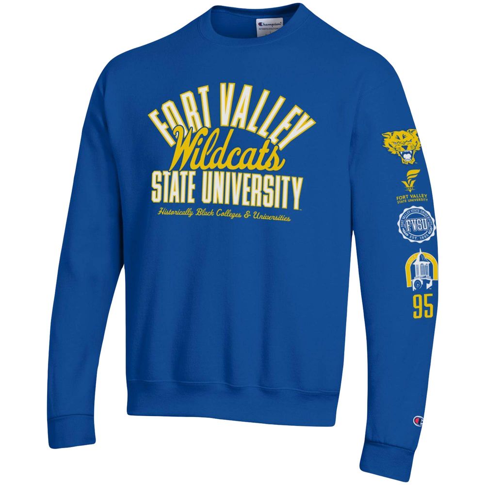 Men's Champion Royal Fort Valley State Wildcats 2-Hit Powerblend Pullover Sweatshirt