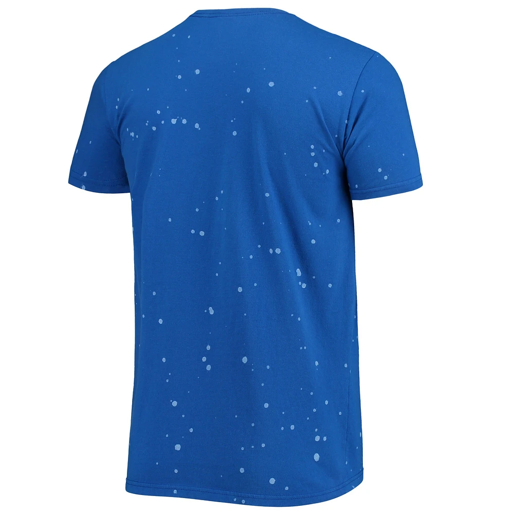 Men's Original Retro Brand Royal Fort Valley State Wildcats Bleach Splatter T-Shirt
