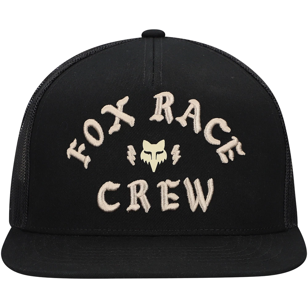 Men's Fox Black Fox Racing Race Crew Trucker Snapback Hat