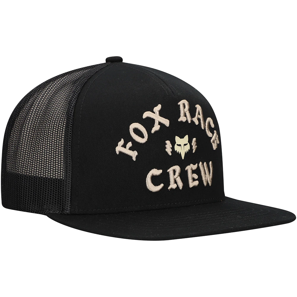 Men's Fox Black Fox Racing Race Crew Trucker Snapback Hat