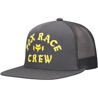 Men's Fox Graphite Fox Racing Race Crew Trucker Snapback Hat