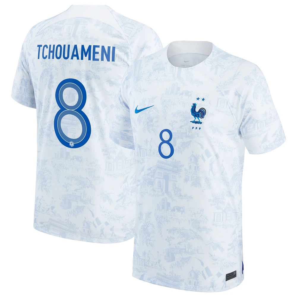 Maillot Homme Nike Aurélien Tchouaméni Blanc Equipe Nationale France 2022/23 Réplique Extérieur