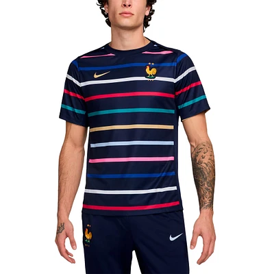 Maillot d'avant-match Nike bleu pour homme de l'équipe nationale France 2024 Academy Pro