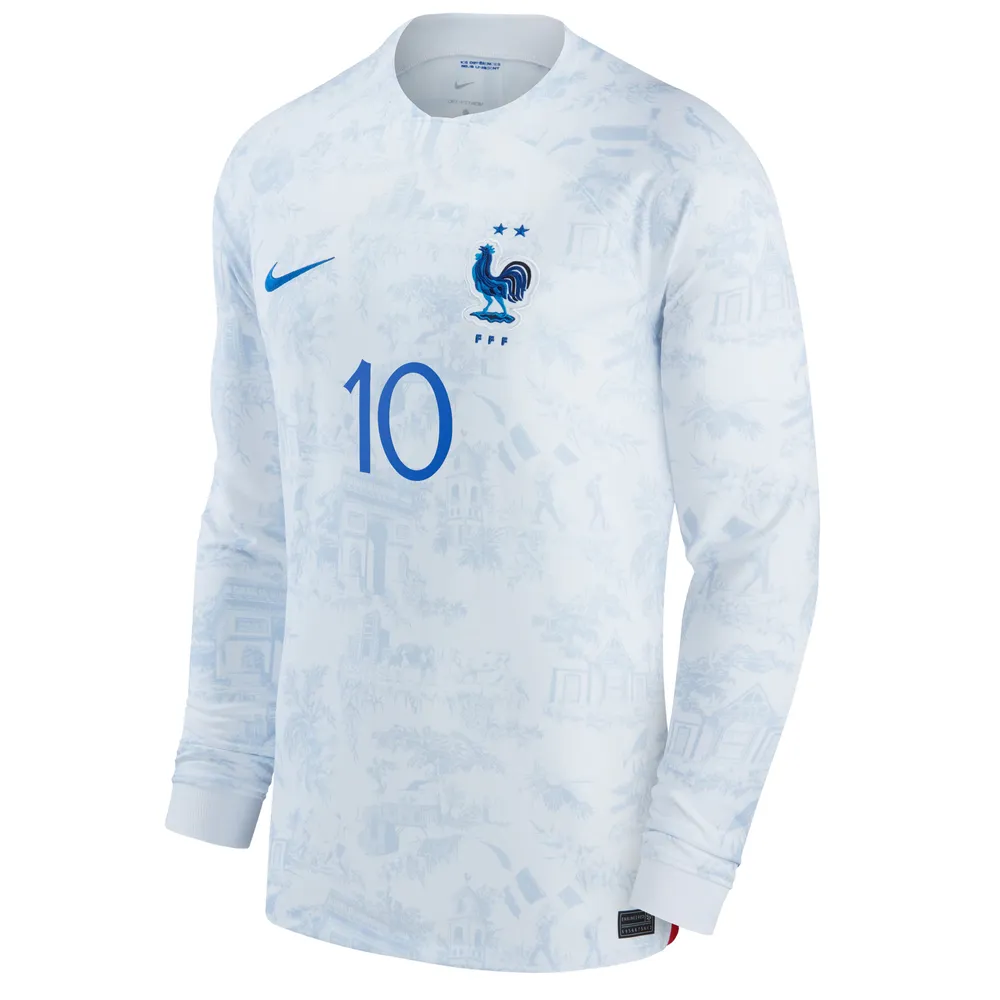 Men's Nike Kylian Mbappe White France National Team 2022/23 Away Breathe Stadium Replica Player Jersey