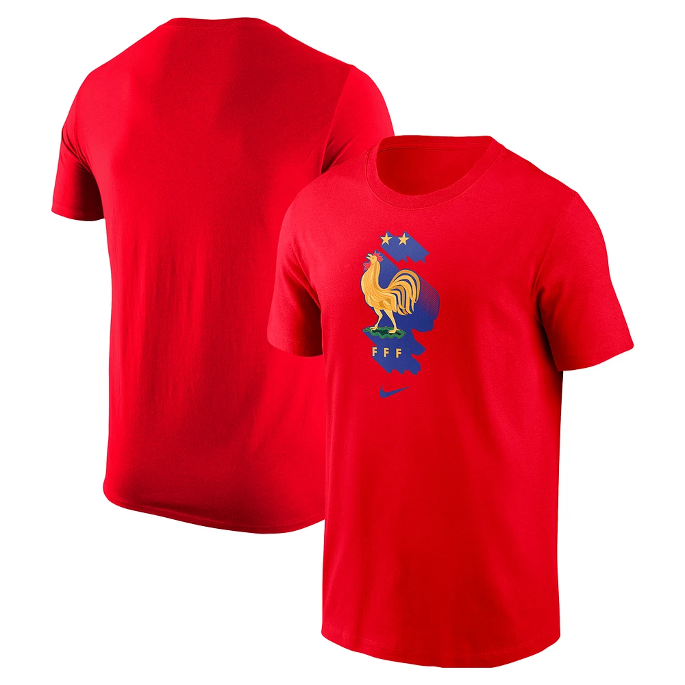 T-shirt Nike rouge avec écusson de l'équipe nationale France pour homme