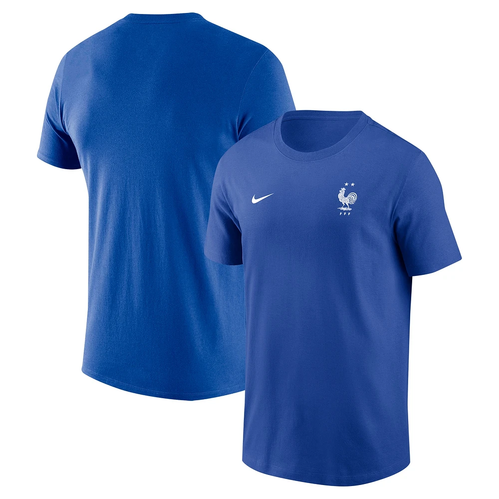 T-shirt Nike Royal France Performance pour homme avec écusson de l'équipe nationale