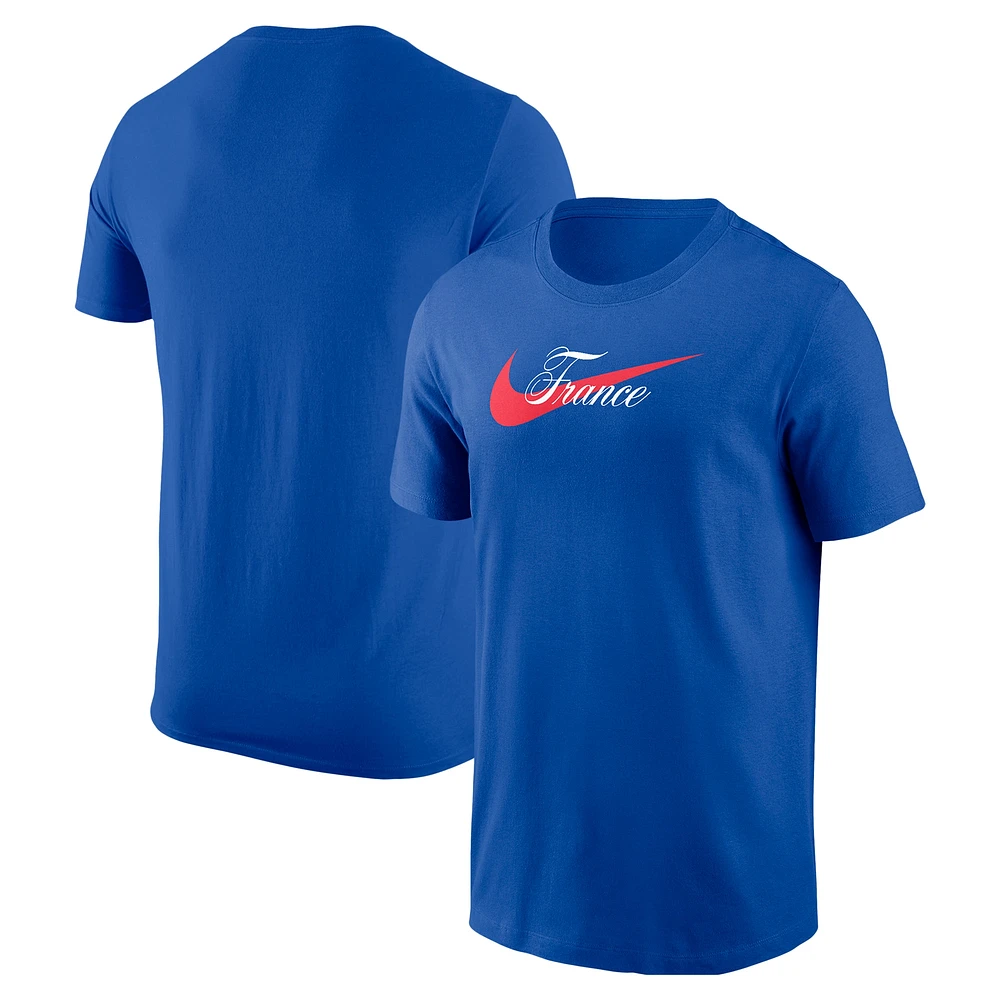 T-shirt Nike Royal France pour homme avec logo Swoosh Core