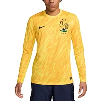 Maillot à manches longues Nike pour homme, jaune, équipe nationale de France 2024, réplique gardien but Stadium