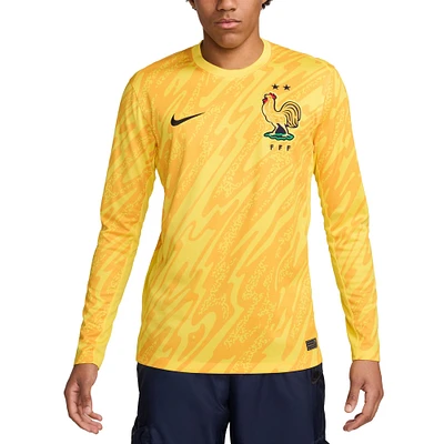 Maillot à manches longues Nike pour homme, jaune, équipe nationale de France 2024, réplique gardien but Stadium