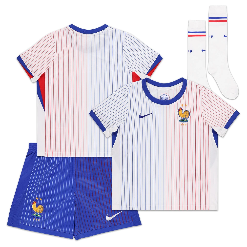 Ensemble de kit stade réplique extérieur l'équipe nationale France 2024 Nike blanc pour enfants d'âge préscolaire