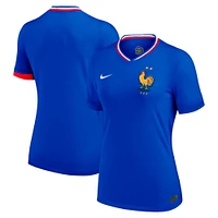 Maillot blanc réplique domicile de l'équipe nationale France 2024 Nike bleu pour femme