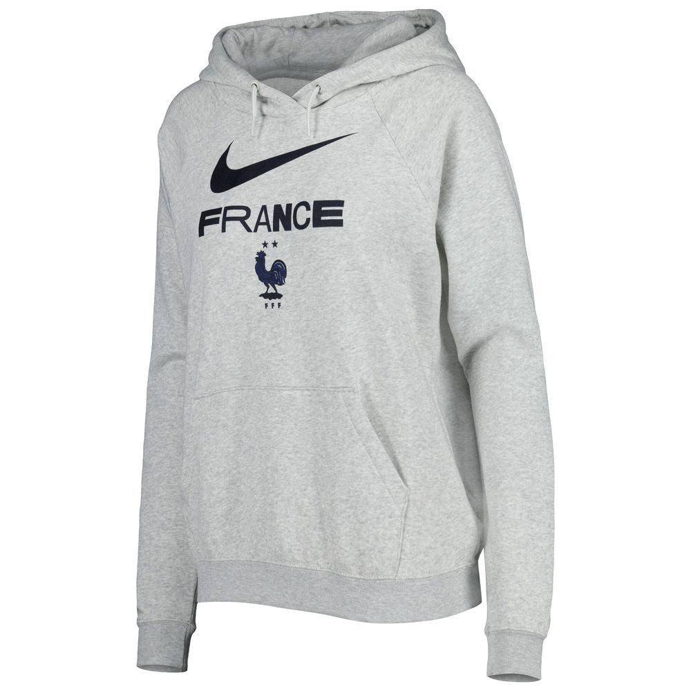 Women's Nike Heather Gray France National Team Lockup Varsity Fleece Raglan Pullover Hoodie