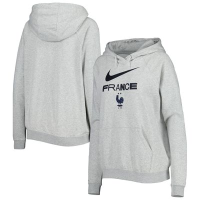 Women's Nike Heather Gray France National Team Lockup Varsity Fleece Raglan Pullover Hoodie