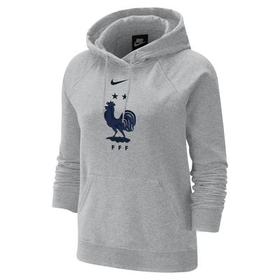 Women's Nike Heather Gray France National Team Varsity Raglan Tri-Blend Pullover Hoodie