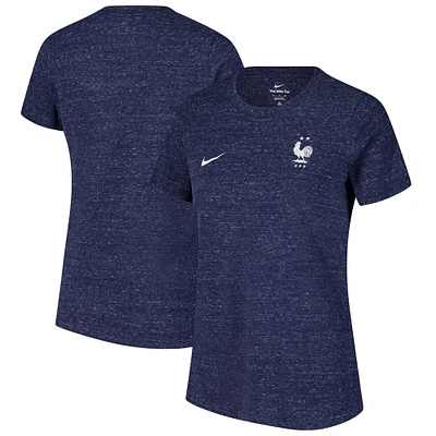 T-shirt universitaire Nike bleu marine chiné avec écusson de l'équipe nationale France pour femme