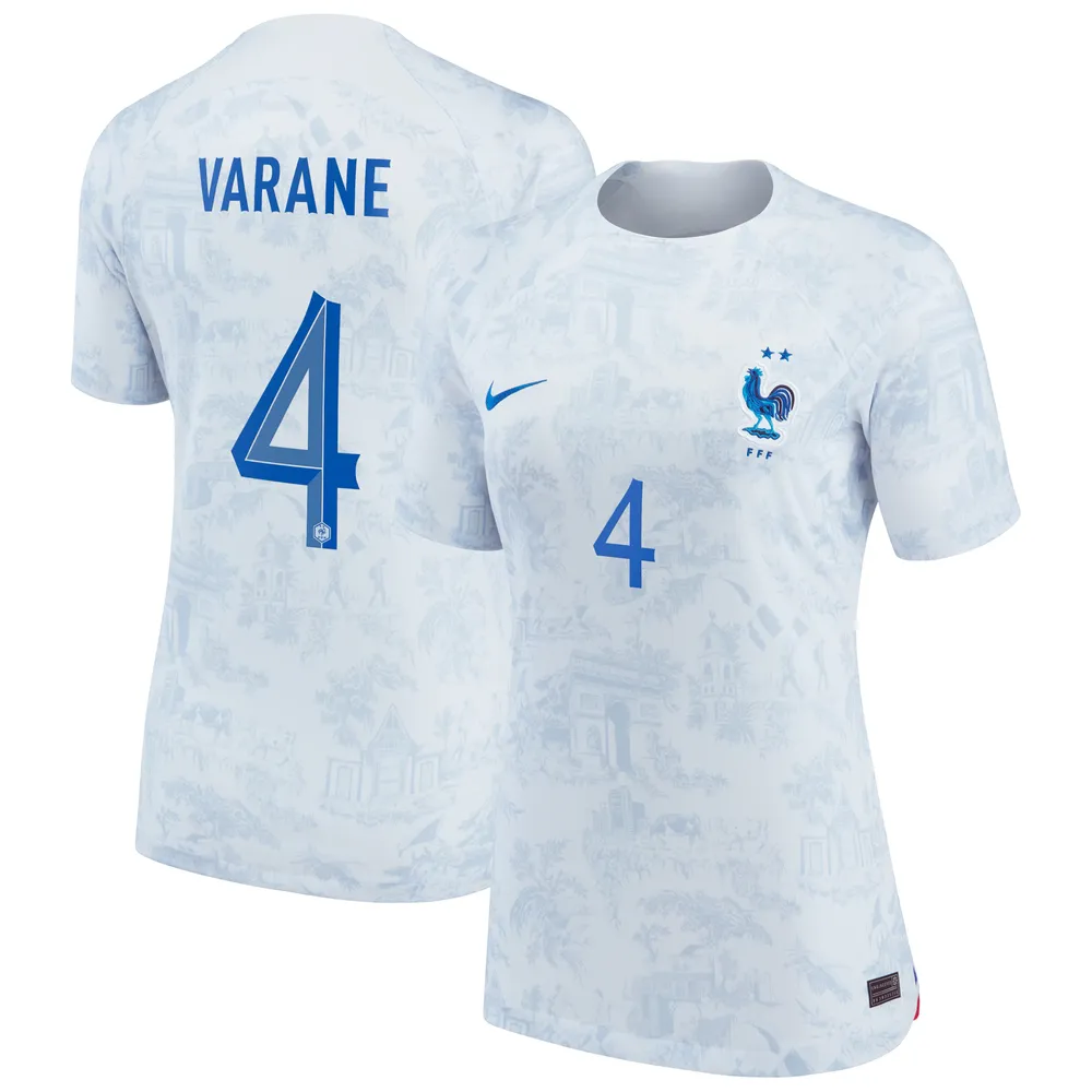 Maillot Femme Nike Raphael Varane Blanc Équipe Nationale France 2022/23 Extérieur Breathe Stadium Réplique